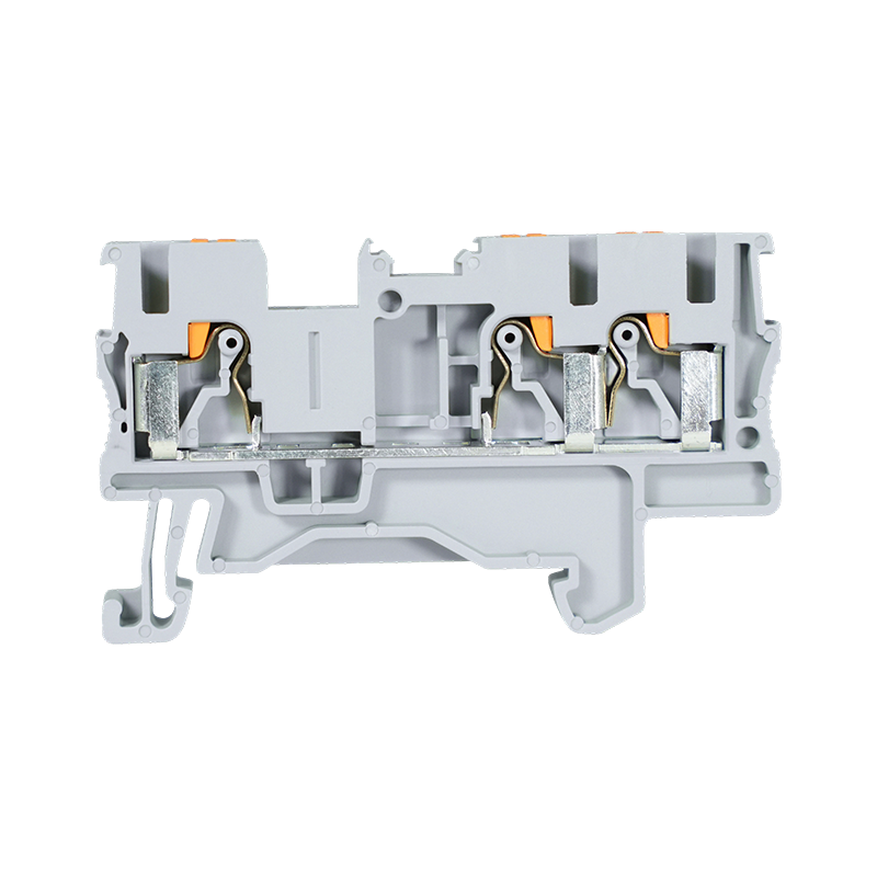GP2.5-3 2.5mm² 푸시인 DIN 레일 터미널 블록, 1인치/2아웃(3선)