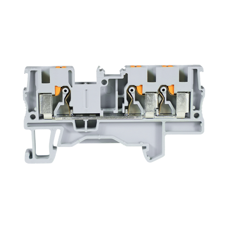 GP4-3 4mm² 푸시인 DIN 레일 터미널 블록, 1인치/2아웃(3선)